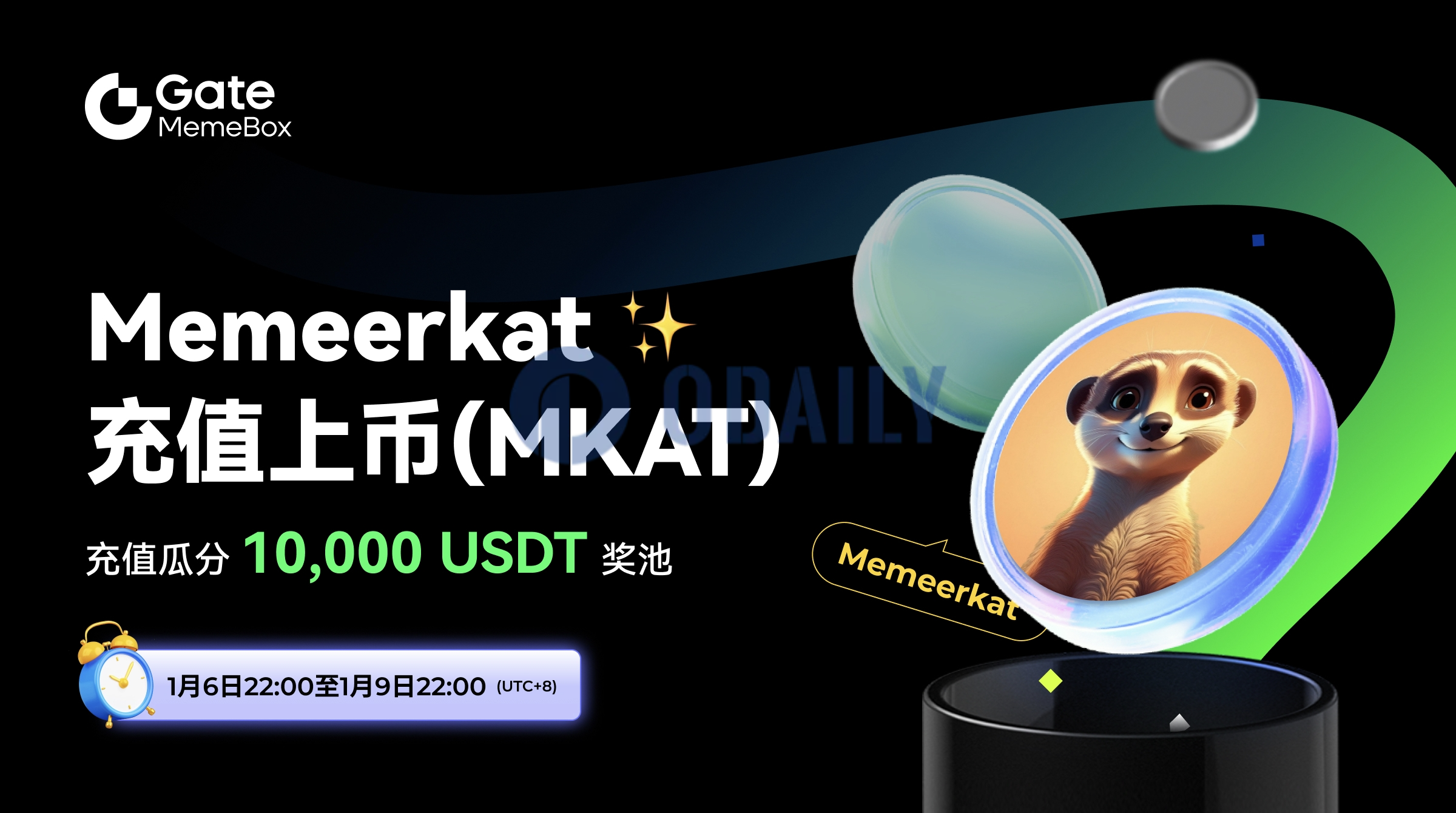 Gate.io创新区充值上币活动上线$MKAT（Memeerkat），提供1万美元奖金池